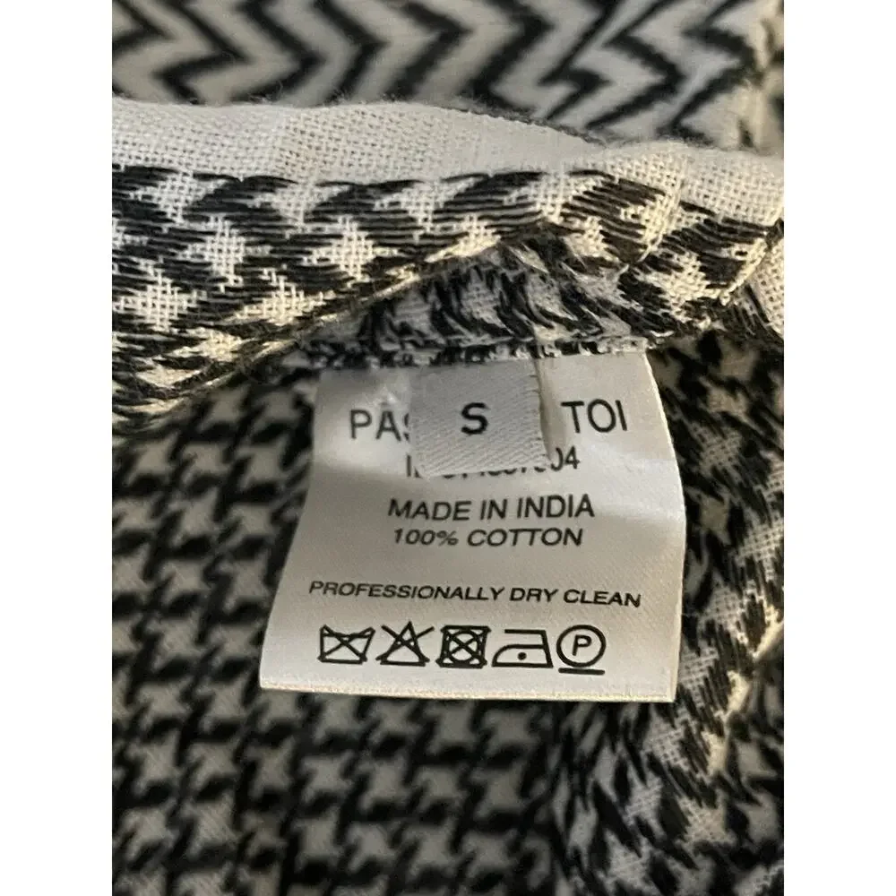 DoDo Bar Or Cotton Button Up Shirt Dress w Belt Black White Check Size Small New